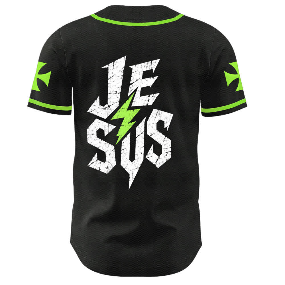 Christianartworkshop Jesus Highway To Heaven Maglia da baseball nera effetto invecchiato - image 50