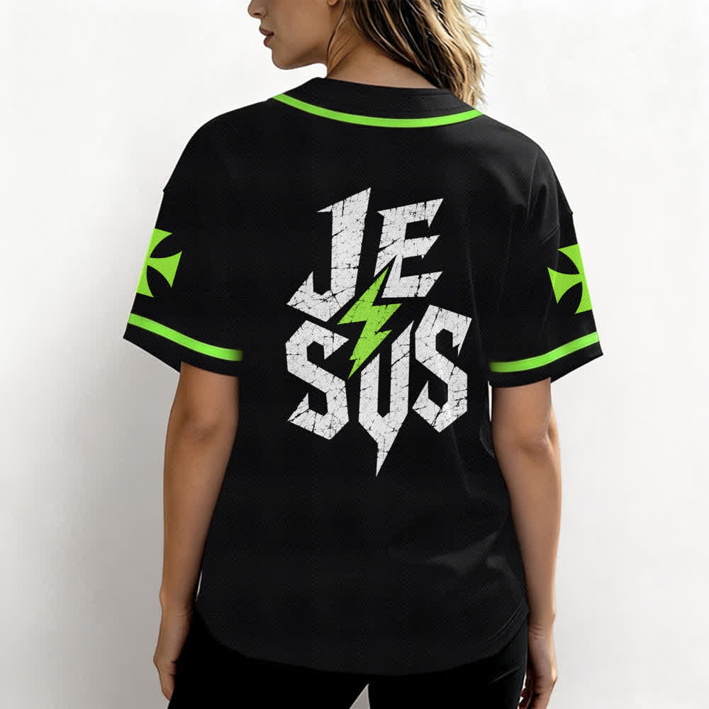Christianartworkshop Jesus Highway To Heaven Maglia da baseball nera effetto invecchiato - image 52