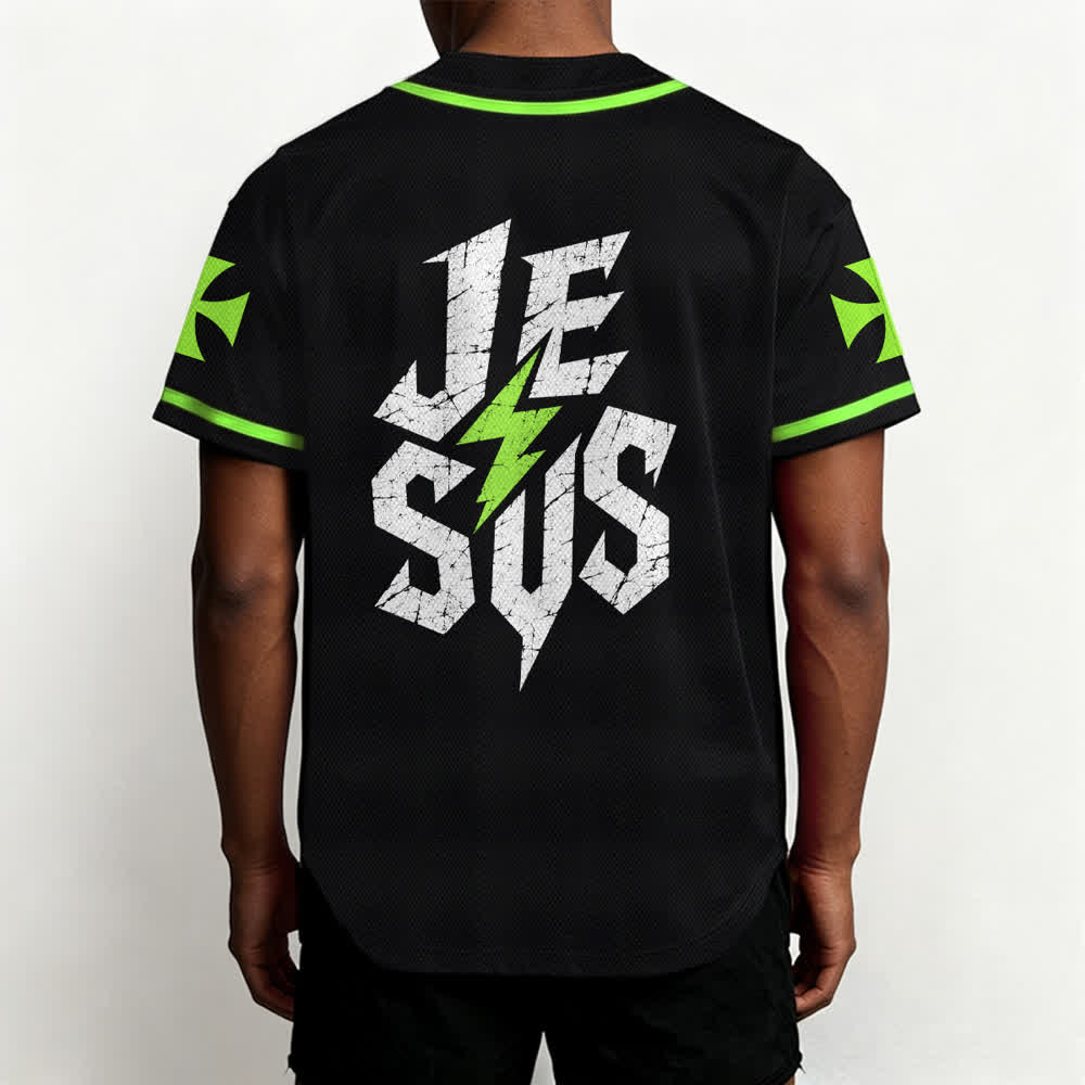 Christianartworkshop Jesus Highway To Heaven Maglia da baseball nera effetto invecchiato - image 54