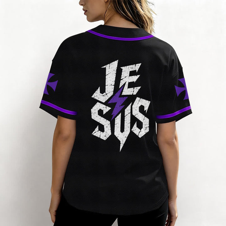 Christianartworkshop Jesus Highway To Heaven Maglia da baseball nera effetto invecchiato - image 59