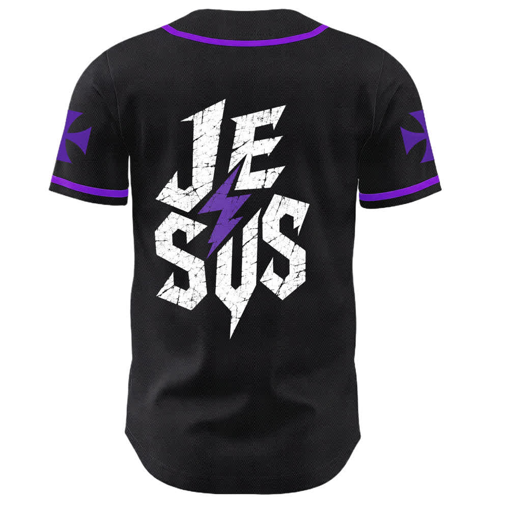 Christianartworkshop Jesus Highway To Heaven Maglia da baseball nera effetto invecchiato - image 57