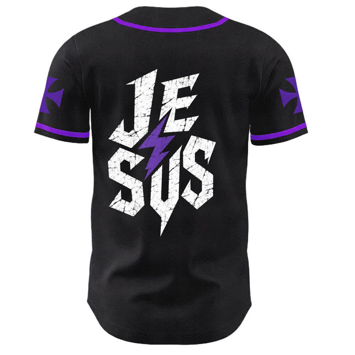 Christianartworkshop Jesus Highway To Heaven Maglia da baseball nera effetto invecchiato - image 57