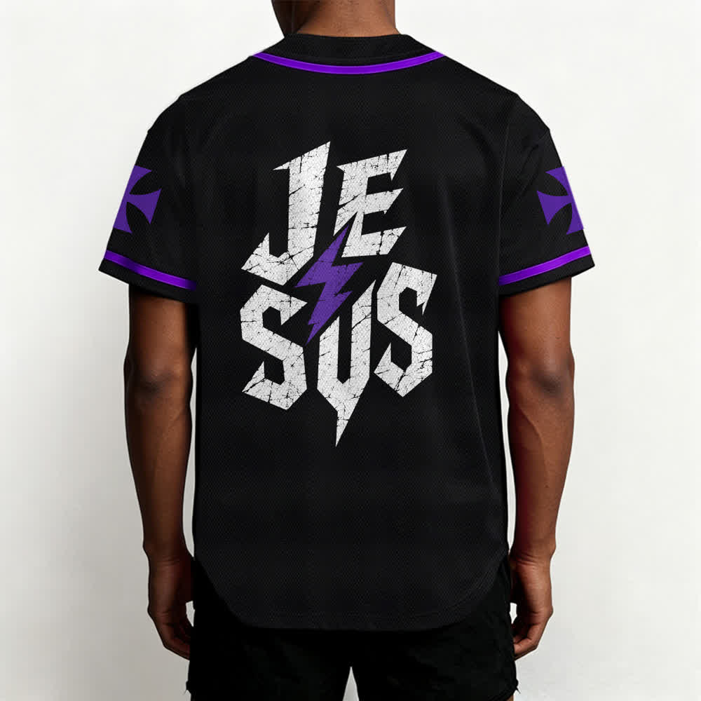Christianartworkshop Jesus Highway To Heaven Maglia da baseball nera effetto invecchiato - image 61