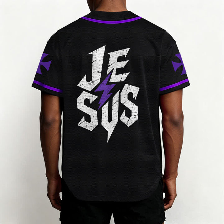 Christianartworkshop Jesus Highway To Heaven Maglia da baseball nera effetto invecchiato - image 61