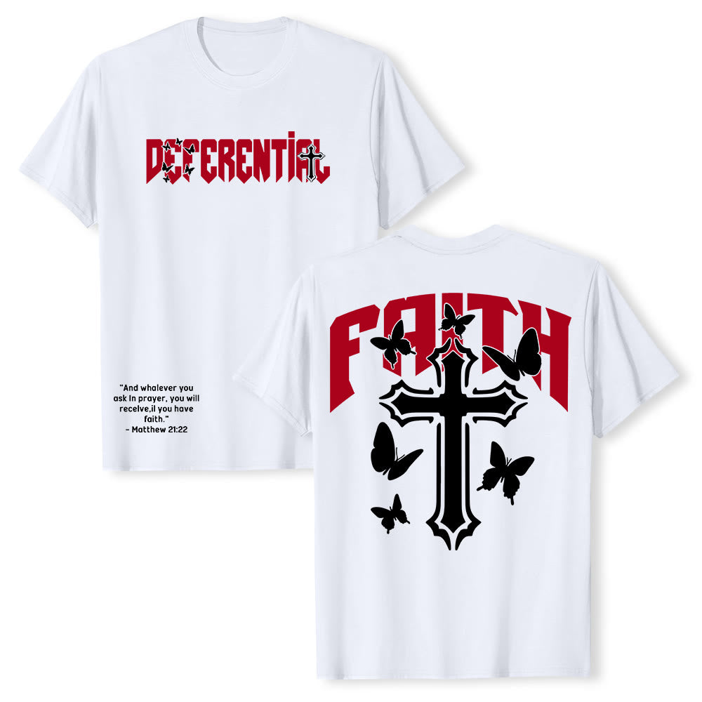 T-shirt a maniche corte "FAITH" Christianartworkshop - Bianco - 2XL - image 3