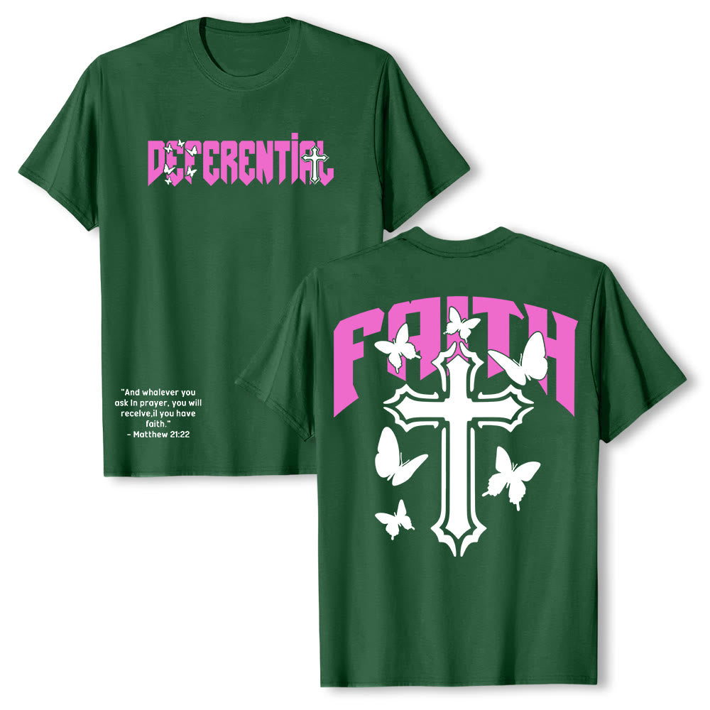 T-shirt a maniche corte "FAITH" Christianartworkshop - Verde scuro - 2XL - image 18