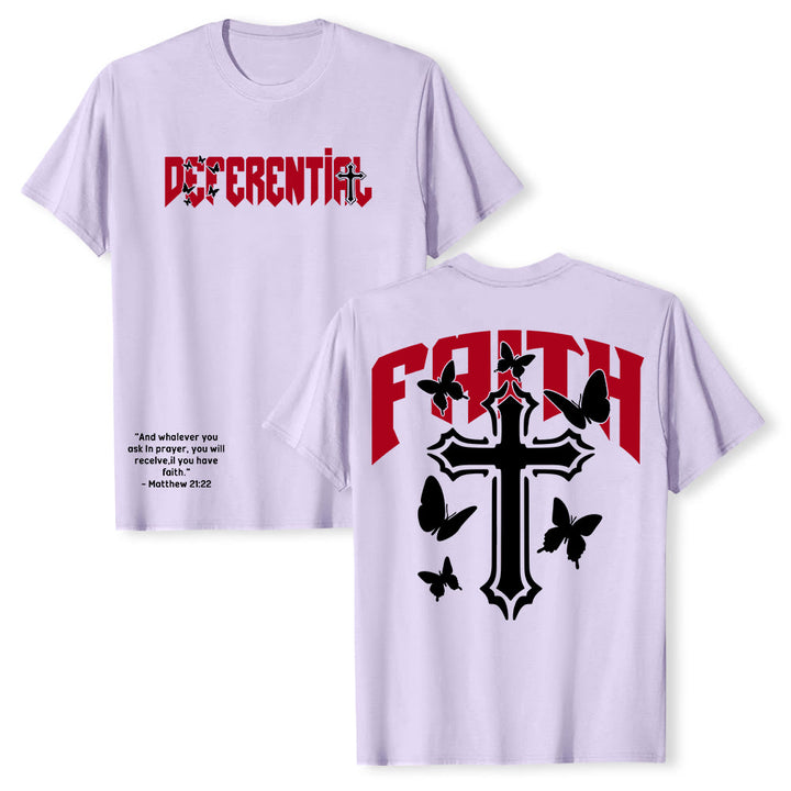 T-shirt a maniche corte "FAITH" Christianartworkshop - Viola - 2XL - image 24