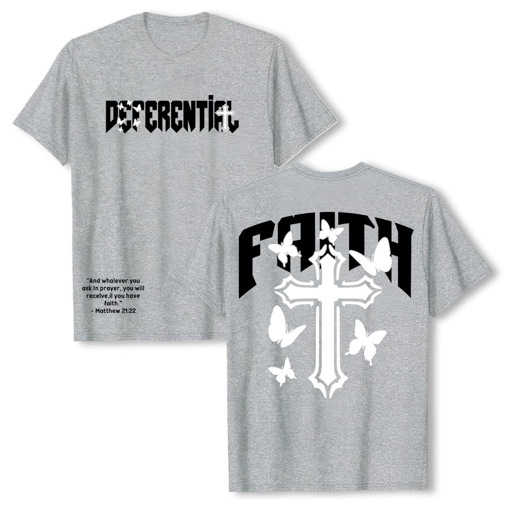 T-shirt a maniche corte "FAITH" Christianartworkshop - Grigio - 2XL - image 6
