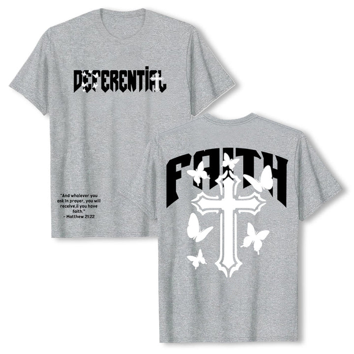 T-shirt a maniche corte "FAITH" Christianartworkshop - Grigio - 2XL - image 6
