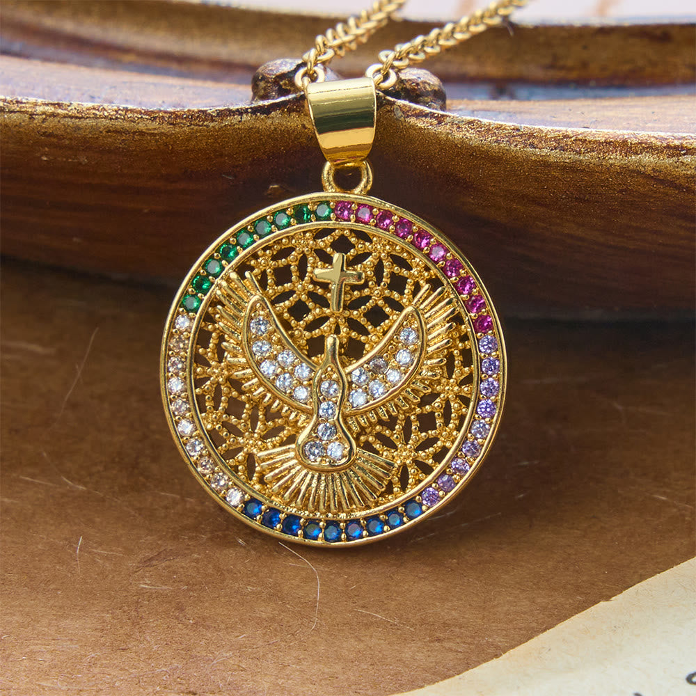Christianartworkshop Collana con medaglione cavo a forma di colomba dello Spirito Santo: simbolo di pura serenità celeste - Spirito Santo A - image 0