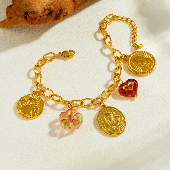 Christianartworkshop Set di collana con ritratto ornato della Vergine Maria e dei Cherubini: simbolo di pacifica guida celeste - image 3