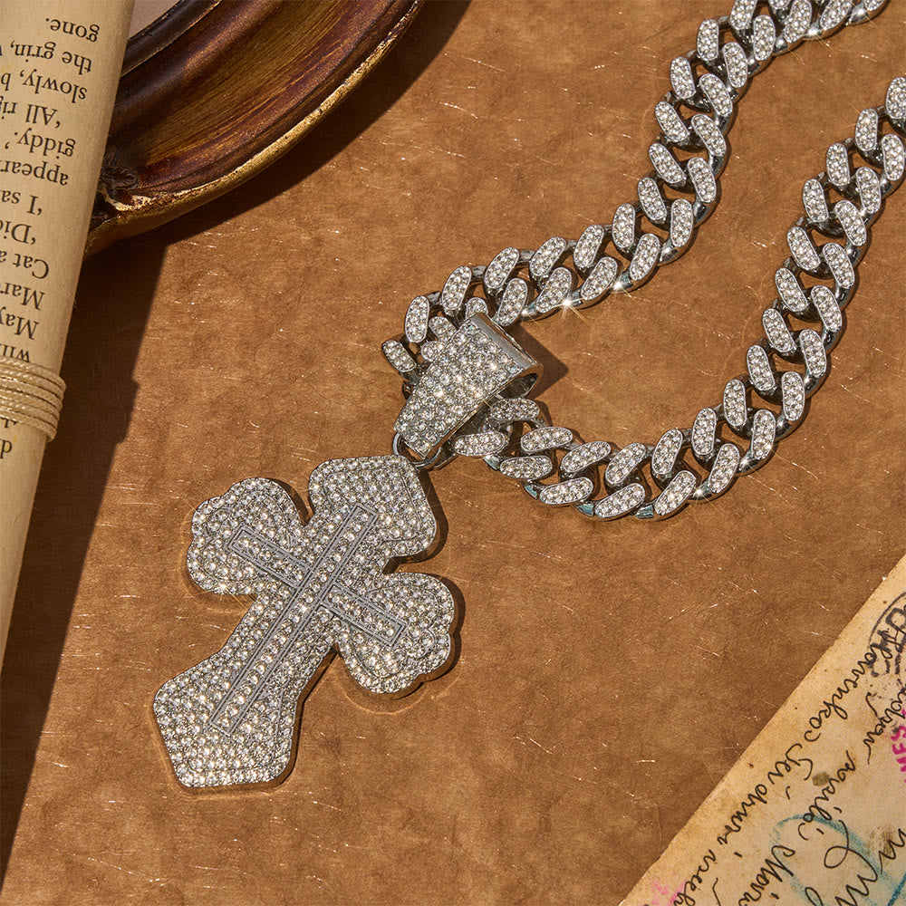 Christianartworkshop Collana con croce floreale spessa e scintillante: simbolo di robusta protezione sacra - image 4