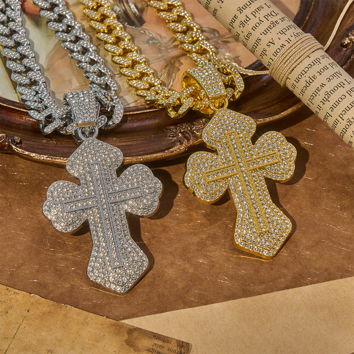 Christianartworkshop Collana con croce floreale spessa e scintillante: simbolo di robusta protezione sacra - image 0