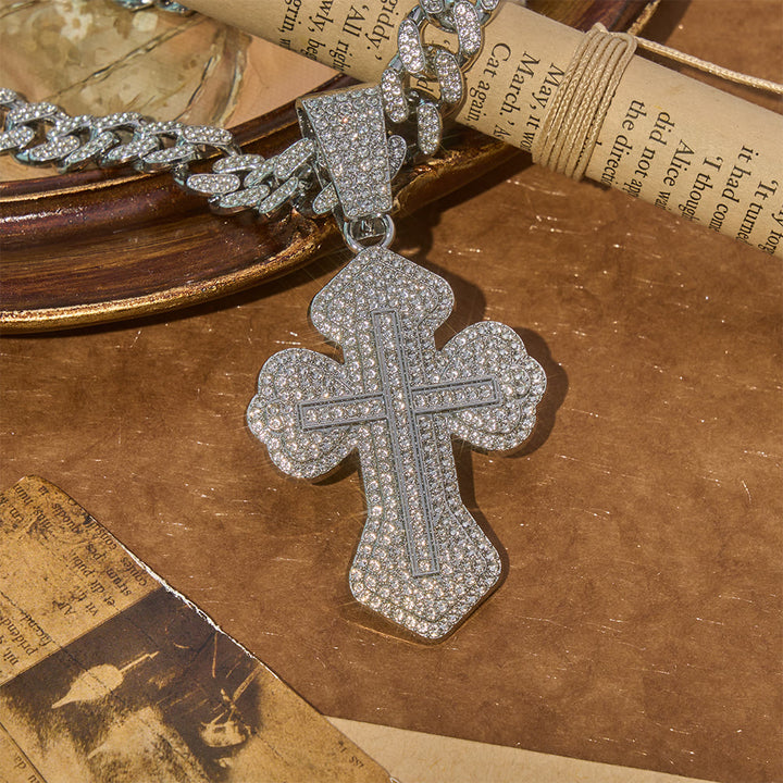 Christianartworkshop Collana con croce floreale spessa e scintillante: simbolo di robusta protezione sacra - Argento - image 3