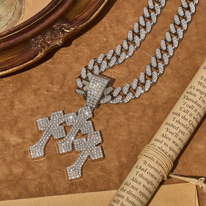 Christianartworkshop Collana cubana a tripla croce scintillante: segno di radioso rifugio celeste - Argento - image 3