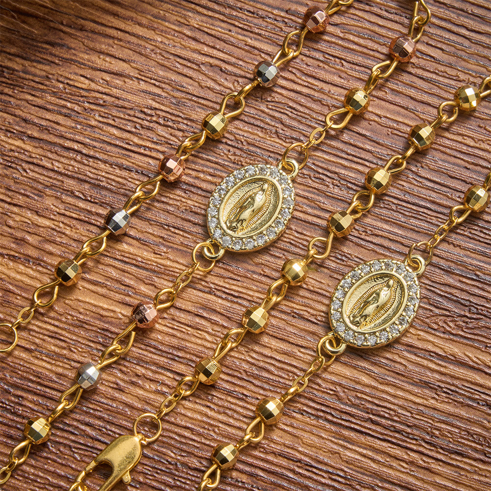 Christianartworkshop Braccialetto con delicato crocifisso della Madonna di Guadalupe e perline testurizzate: portatore di una grazia sacra e duratura. - image 5