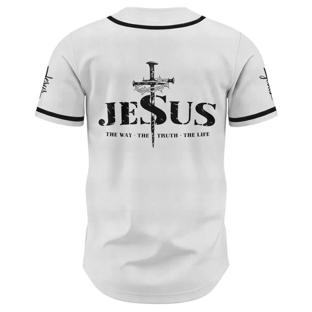 Maglia da baseball Christianartworkshop con stampa su entrambi i lati di Gesù, la Via, la Verità e la Croce. - image 9