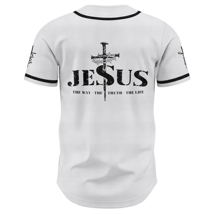 Maglia da baseball Christianartworkshop con stampa su entrambi i lati di Gesù, la Via, la Verità e la Croce. - image 9