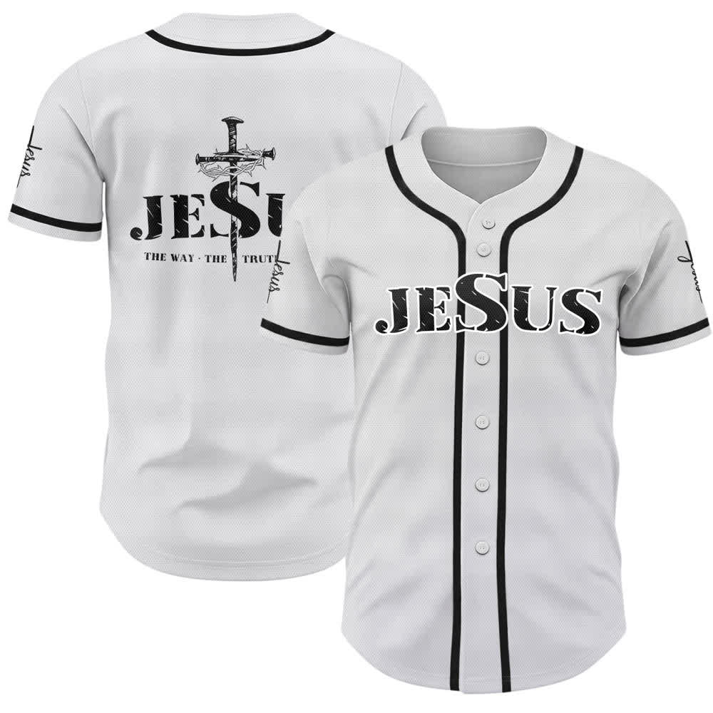 Maglia da baseball Christianartworkshop con stampa su entrambi i lati di Gesù, la Via, la Verità e la Croce. - Nero - 5XL - image 7