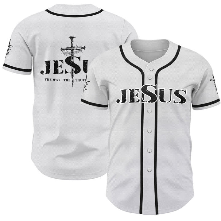 Maglia da baseball Christianartworkshop con stampa su entrambi i lati di Gesù, la Via, la Verità e la Croce. - Nero - 5XL - image 7