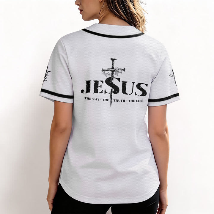 Maglia da baseball Christianartworkshop con stampa su entrambi i lati di Gesù, la Via, la Verità e la Croce. - image 11