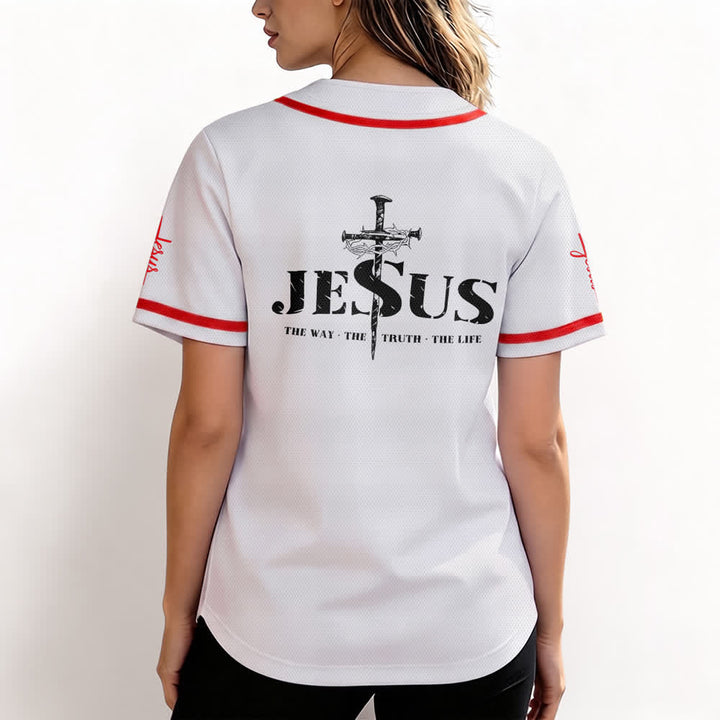 Maglia da baseball Christianartworkshop con stampa su entrambi i lati di Gesù, la Via, la Verità e la Croce. - image 18