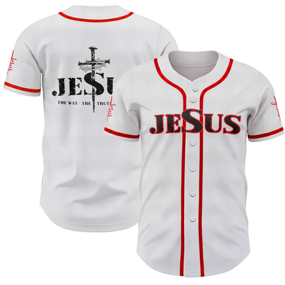 Maglia da baseball Christianartworkshop con stampa su entrambi i lati di Gesù, la Via, la Verità e la Croce. - Rosso - 5XL - image 14