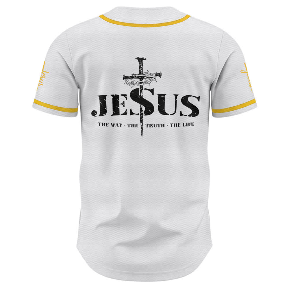 Maglia da baseball Christianartworkshop con stampa su entrambi i lati di Gesù, la Via, la Verità e la Croce. - image 2