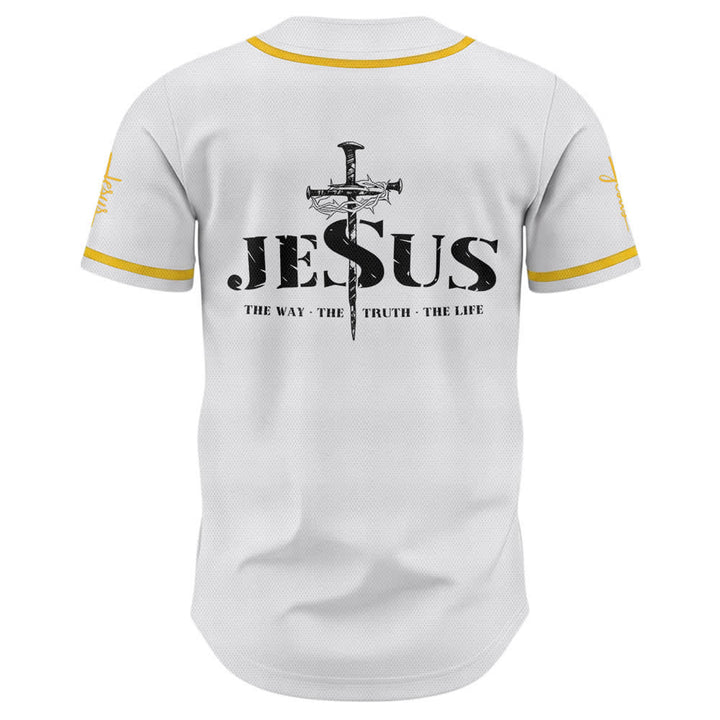 Maglia da baseball Christianartworkshop con stampa su entrambi i lati di Gesù, la Via, la Verità e la Croce. - image 2