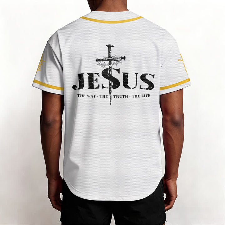 Maglia da baseball Christianartworkshop con stampa su entrambi i lati di Gesù, la Via, la Verità e la Croce. - image 6