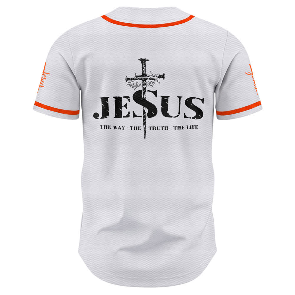 Maglia da baseball Christianartworkshop con stampa su entrambi i lati di Gesù, la Via, la Verità e la Croce. - image 23