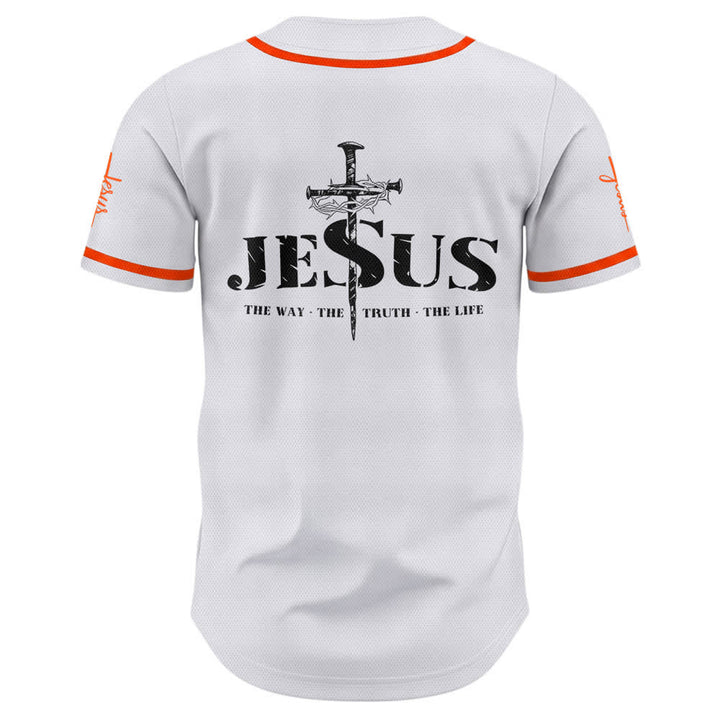Maglia da baseball Christianartworkshop con stampa su entrambi i lati di Gesù, la Via, la Verità e la Croce. - image 23