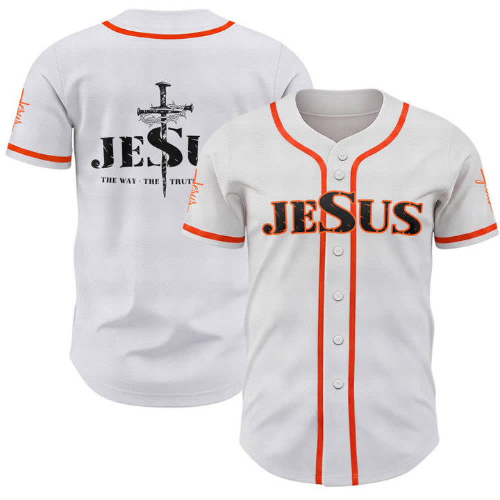 Maglia da baseball Christianartworkshop con stampa su entrambi i lati di Gesù, la Via, la Verità e la Croce. - Arancia - 5XL - image 21