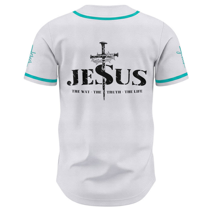 Maglia da baseball Christianartworkshop con stampa su entrambi i lati di Gesù, la Via, la Verità e la Croce. - image 30