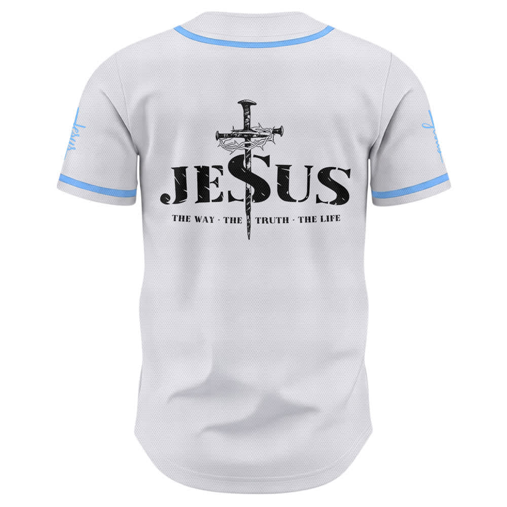 Maglia da baseball Christianartworkshop con stampa su entrambi i lati di Gesù, la Via, la Verità e la Croce. - image 37