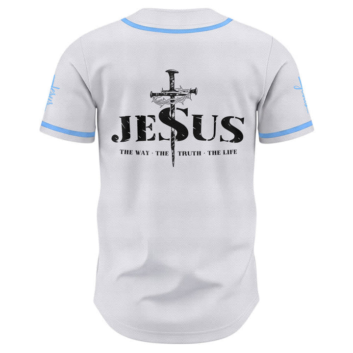Maglia da baseball Christianartworkshop con stampa su entrambi i lati di Gesù, la Via, la Verità e la Croce. - image 37