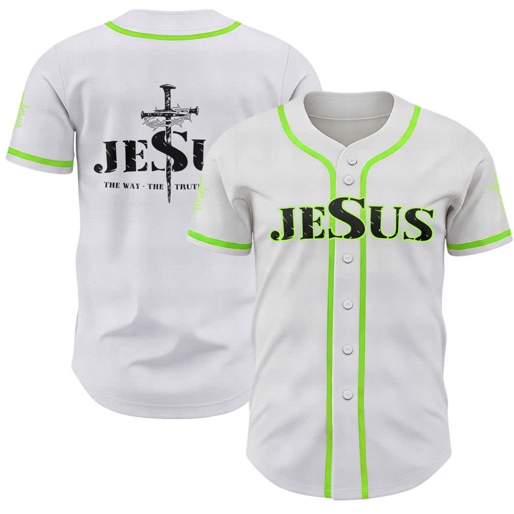 Maglia da baseball Christianartworkshop con stampa su entrambi i lati di Gesù, la Via, la Verità e la Croce. - Verde - 5XL - image 49