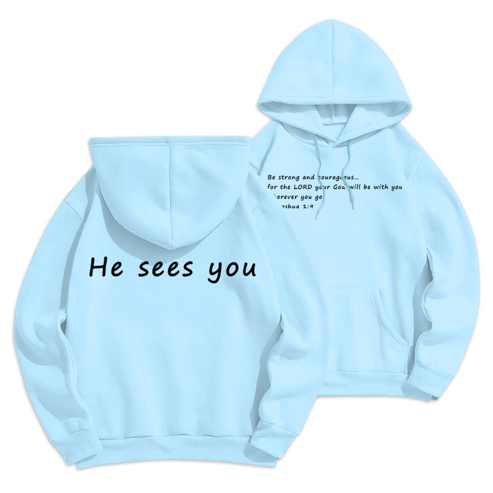 Christianartworkshop Ti vede Felpa con cappuccio comoda grigio melange - Blu - 2XL - image 18