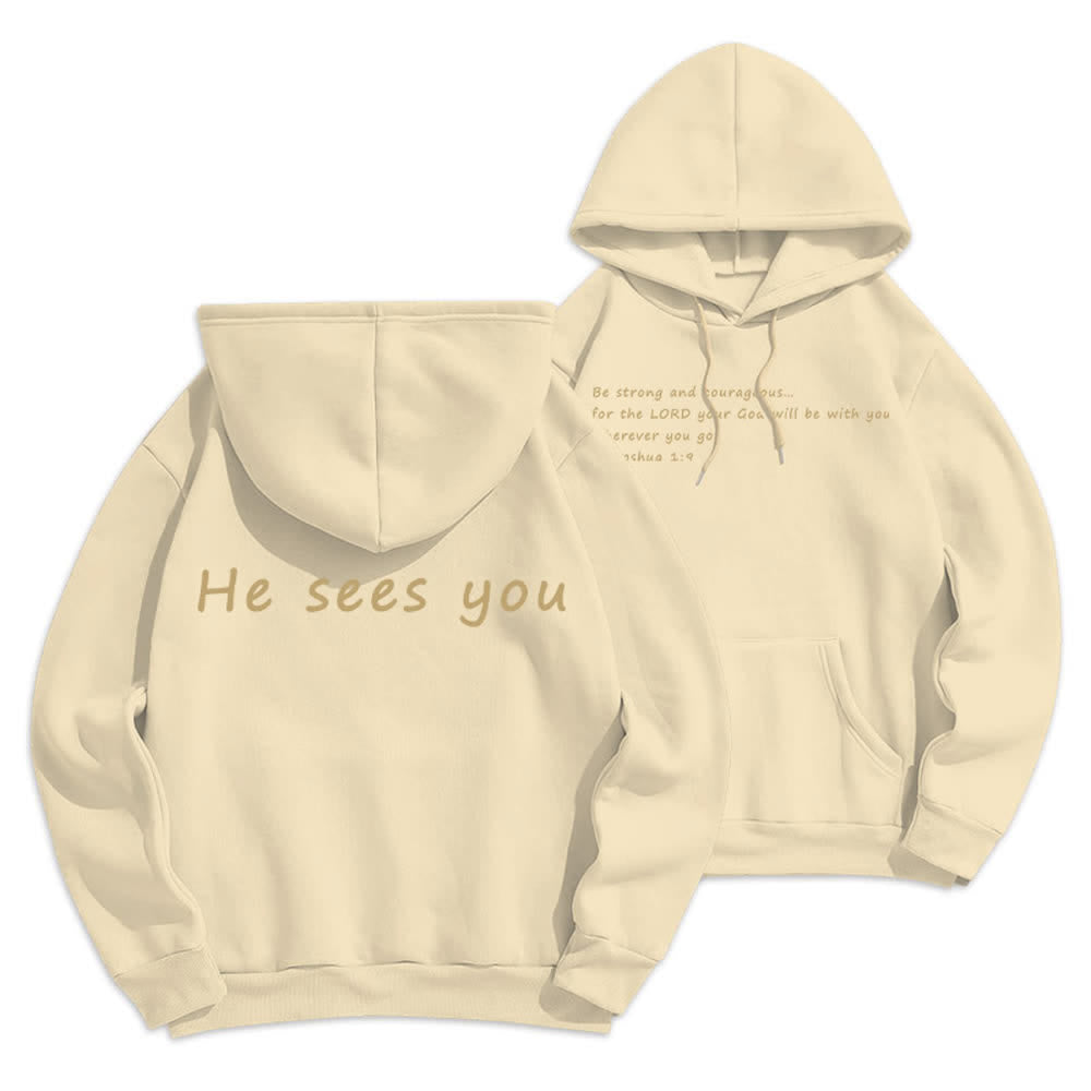 Christianartworkshop Ti vede Felpa con cappuccio comoda grigio melange - Beige - 2XL - image 6