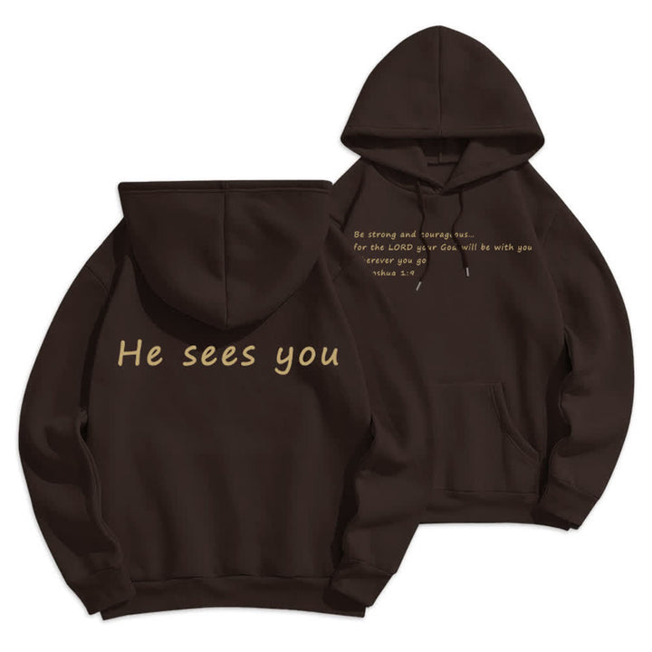 Christianartworkshop Ti vede Felpa con cappuccio comoda grigio melange - Marrone - 2XL - image 12