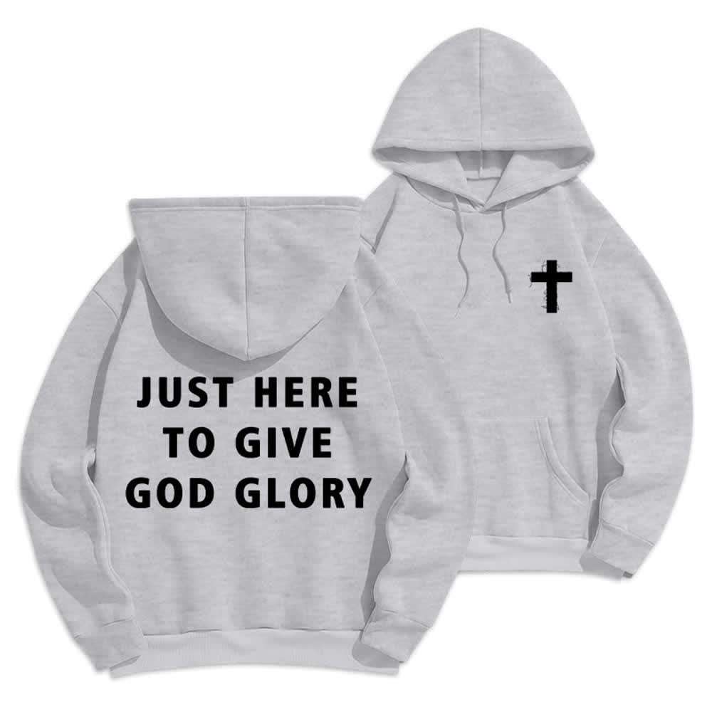 Christianartworkshop Felpa con cappuccio oversize "Just Here To Give God Glory" - Grigio - 2XL - image 12