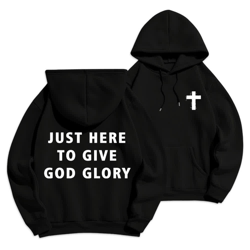 Christianartworkshop Felpa con cappuccio oversize "Just Here To Give God Glory" - Nero - 2XL - image 21