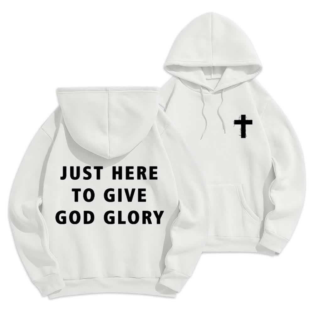 Christianartworkshop Felpa con cappuccio oversize "Just Here To Give God Glory" - Bianco - 2XL - image 6
