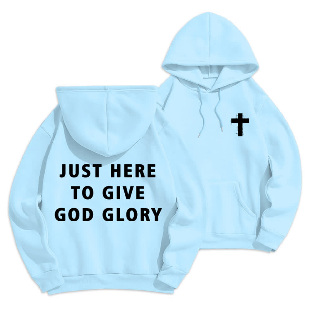 Christianartworkshop Felpa con cappuccio oversize "Just Here To Give God Glory" - Blu - 2XL - image 3