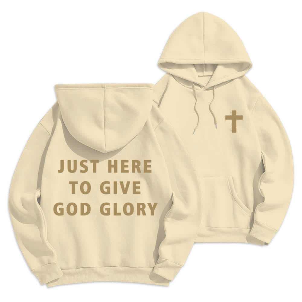 Christianartworkshop Felpa con cappuccio oversize "Just Here To Give God Glory" - Beige - 2XL - image 9