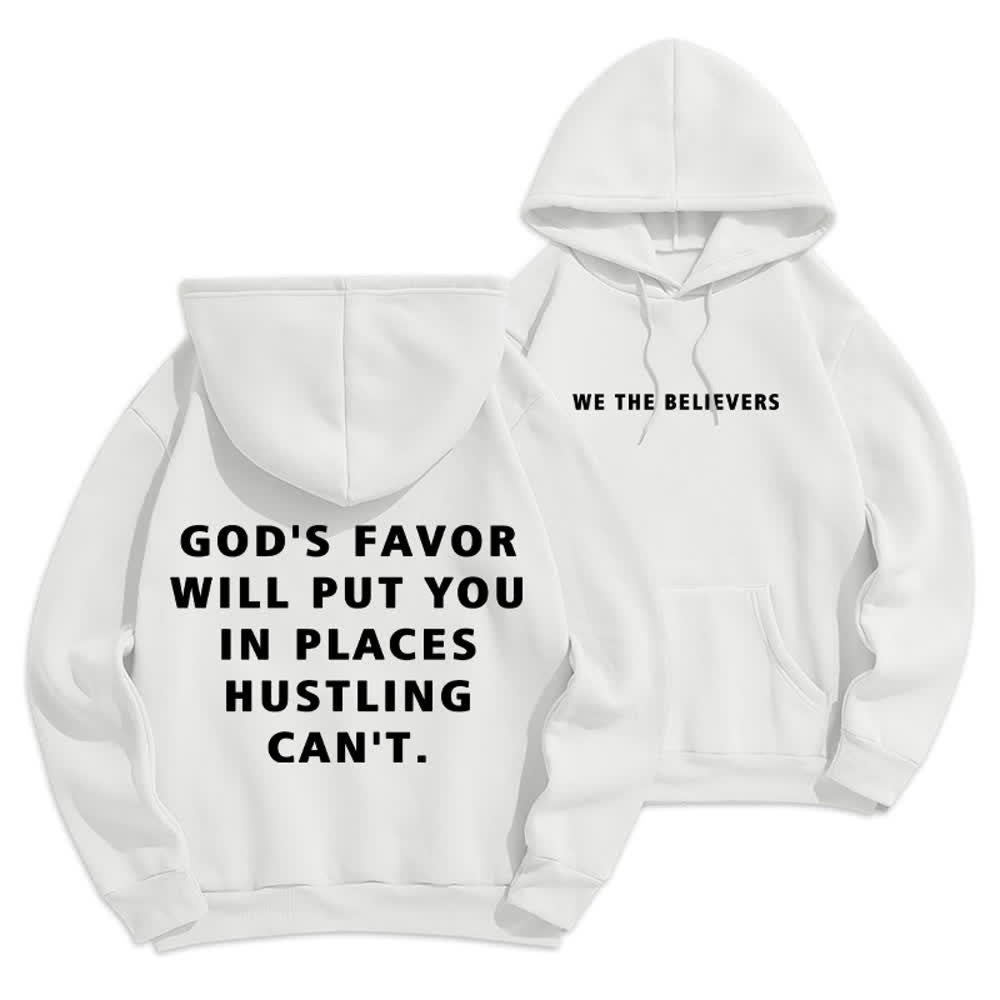 Christianartworkshop Felpa con cappuccio foderata in pile stile streetwear God's Favor - Bianco - 2XL - image 3