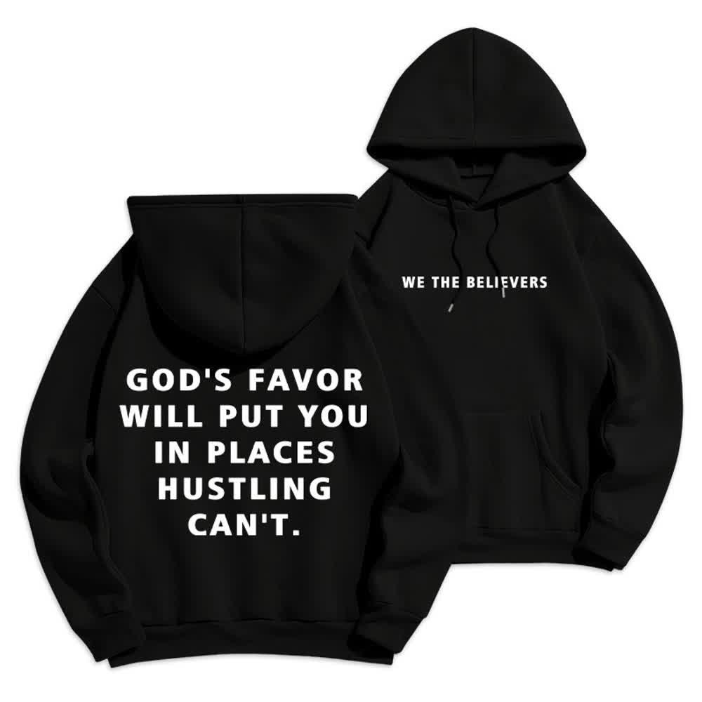 Christianartworkshop Felpa con cappuccio foderata in pile stile streetwear God's Favor - Nero - 2XL - image 0