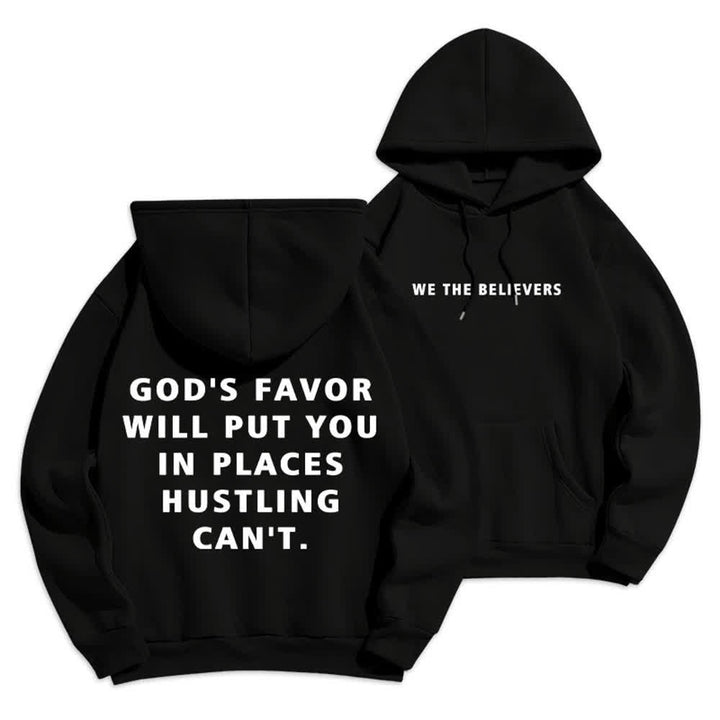 Christianartworkshop Felpa con cappuccio foderata in pile stile streetwear God's Favor - Nero - 2XL - image 0