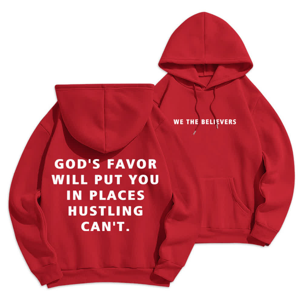 Christianartworkshop Felpa con cappuccio foderata in pile stile streetwear God's Favor - Rosso - 2XL - image 6
