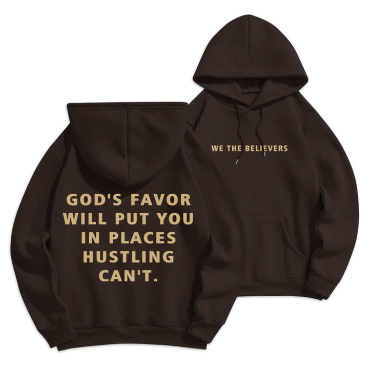 Christianartworkshop Felpa con cappuccio foderata in pile stile streetwear God's Favor - Marrone - 2XL - image 15